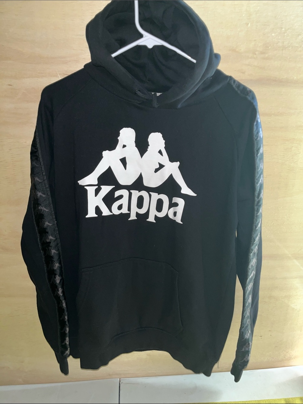 Kappa Men's Black Crewneck Hoodie with White Logo